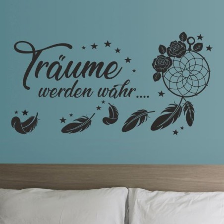 Wandaufkleber Wandtattoo Träume Dreams Traumfänger Feder Teufel Teufelchen Liebe Sex Leidenschaft Schriftzüge Feder Engel