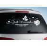 Aufkleber Just Married Ehe Hochzeit Paar Liebe Herz Ringe Datum Namen