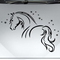Aufleber Auto Pferd Fohlen Stute Hengst Hufeisen Glück Spruch Dekor Stall Pferdehof Reiten Sport Familie Ponny Kinder Tattoo