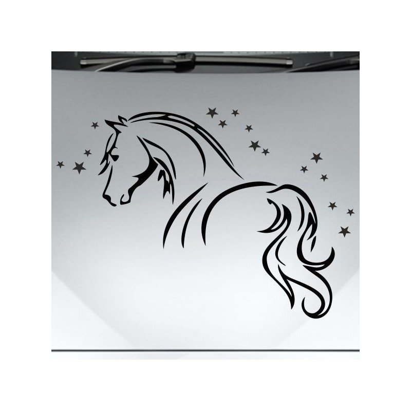 Aufleber Auto Pferd Fohlen Stute Hengst Hufeisen Glück Spruch Dekor Stall Pferdehof Reiten Sport Familie Ponny Kinder Tattoo