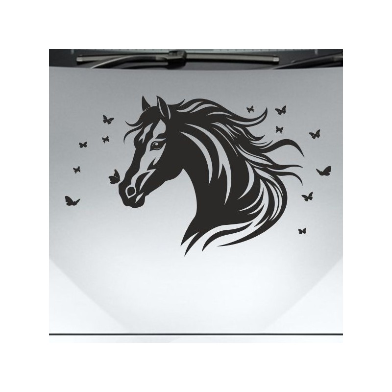 Aufkleber Auto Pferd Fohlen Stute Hengst Hufeisen Glück Spruch Dekor Stall Pferdehof Reiten Sport Familie Ponny Kinder Sticker