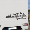 Wohnmobil Aufkleber Leben ist zu kurz Landschaft Berge Wohnwagen Camping  WOMO 01