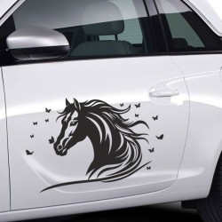 Aufkleber SET Auto Car Tattoo Style Seiten Tribal Dekor Pferd Gecko Power Blumen Ranke Fee Hexe Blumen Blüten Gecko Farbe