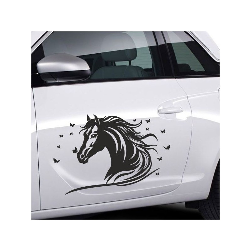 Aufkleber SET Auto Car Tattoo Style Seiten Tribal Dekor Pferd Gecko Power Blumen Ranke Fee Hexe Blumen Blüten Gecko Farbe