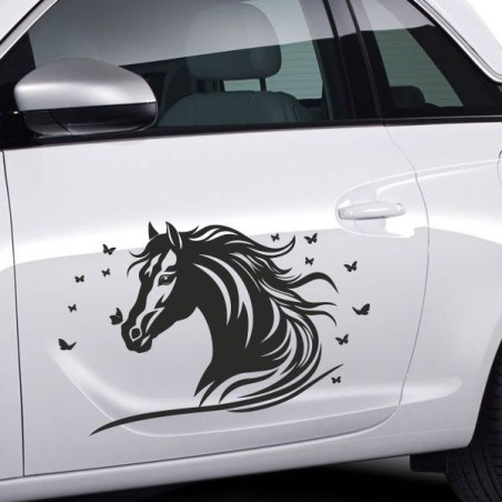 Aufkleber SET Auto Car Tattoo Style Seiten Tribal Dekor Pferd Gecko Power Blumen Ranke Fee Hexe Blumen Blüten Gecko Farbe