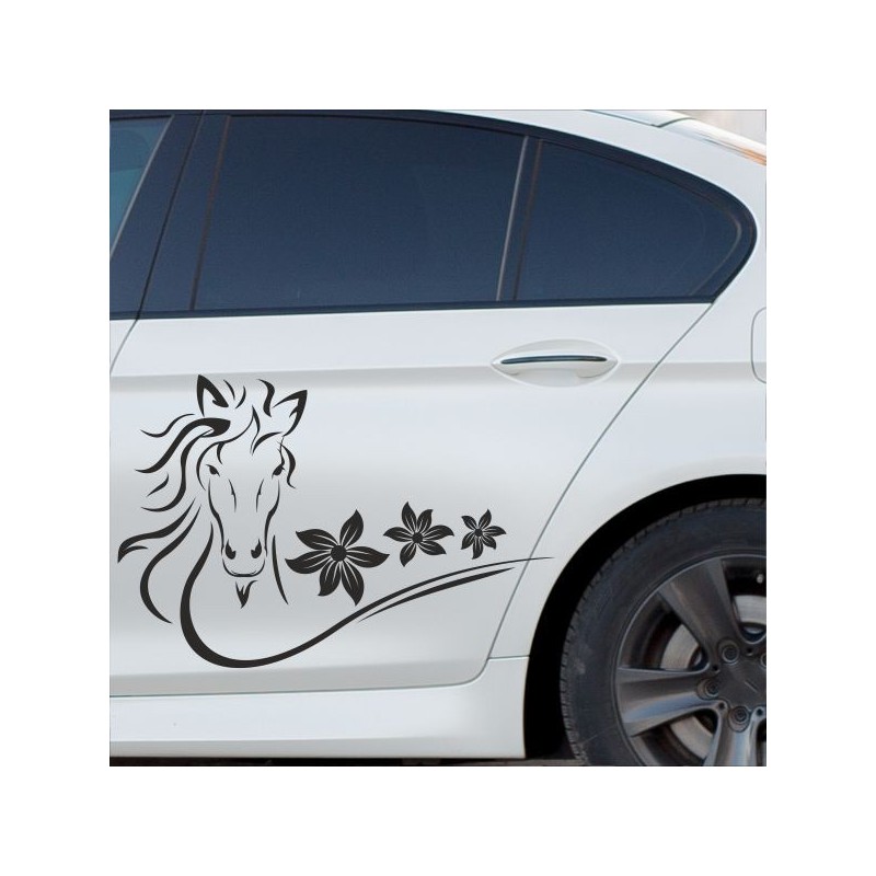 Aufkleber SET Auto Car Tattoo Style Seiten Tribal Dekor Pferd Gecko Power Blumen Ranke Fee Hexe Blumen Blüten Gecko Farbe