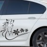 Aufkleber SET Auto Car Tattoo Style Seiten Tribal Dekor Pferd Gecko Power Blumen Ranke Fee Hexe Blumen Blüten Gecko Farbe