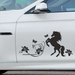 Aufkleber SET Auto Car Tattoo Style Seiten Tribal Dekor Pferd Gecko Power Blumen Ranke Fee Hexe Blumen Blüten Gecko Farbe