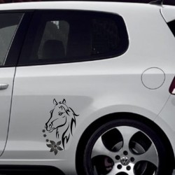 Aufkleber SET Auto Car Tattoo Style Seiten Tribal Dekor Pferd Gecko Power Blumen Ranke Fee Hexe Blumen Blüten Gecko Farbe