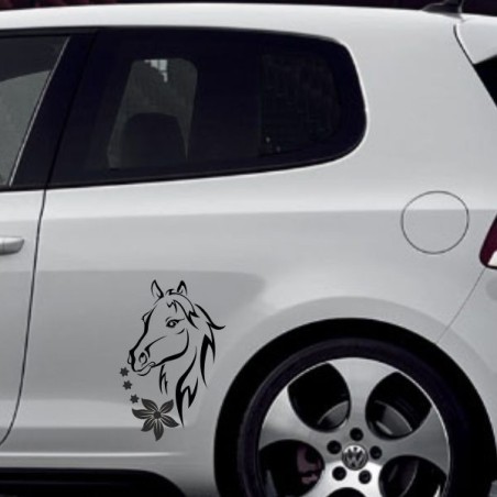 Aufkleber SET Auto Car Tattoo Style Seiten Tribal Dekor Pferd Gecko Power Blumen Ranke Fee Hexe Blumen Blüten Gecko Farbe