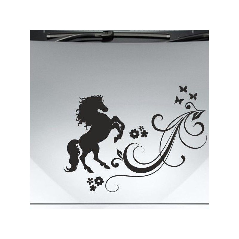 Aufkleber Auto Pferd Fohlen Stute Hengst Hufeisen Glück Spruch Dekor Stall Pferdehof Reiten Sport Familie Ponny Kinder Sticker