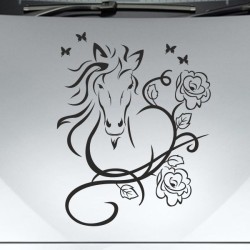Aufkleber Auto Pferd Fohlen Stute Hengst Hufeisen Glück Spruch Dekor Stall Pferdehof Reiten Sport Familie Ponny Kinder Sticker