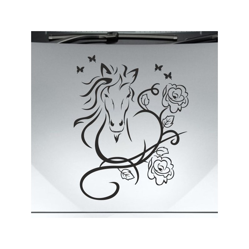 Aufkleber Auto Pferd Fohlen Stute Hengst Hufeisen Glück Spruch Dekor Stall Pferdehof Reiten Sport Familie Ponny Kinder Sticker