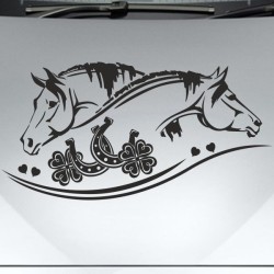 Aufkleber Auto Pferd Fohlen Stute Hengst Hufeisen Glück Spruch Dekor Stall Pferdehof Reiten Sport Familie Ponny Kinder Sticker