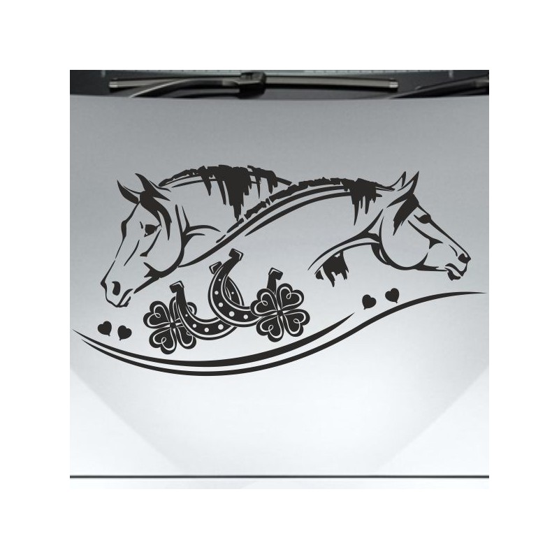 Aufkleber Auto Pferd Fohlen Stute Hengst Hufeisen Glück Spruch Dekor Stall Pferdehof Reiten Sport Familie Ponny Kinder Sticker