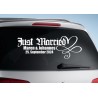 Aufkleber Just Married Ehe Hochzeit Paar Liebe Herz Ringe Datum Namen