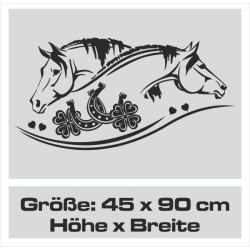 Aufkleber Auto Pferd Fohlen Stute Hengst Hufeisen Glück Spruch Dekor Stall Pferdehof Reiten Sport Familie Ponny Kinder Sticker