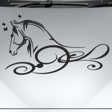 Aufkleber Auto Pferd Fohlen Stute Hengst Hufeisen Glück Spruch Dekor Stall Pferdehof Reiten Sport Familie Ponny Kinder Sticker