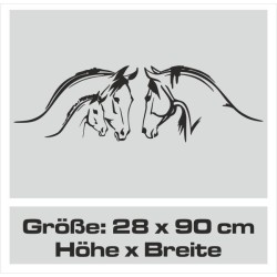 Aufkleber Auto Pferd Fohlen Stute Hengst Hufeisen Glück Spruch Dekor Stall Pferdehof Reiten Sport Familie Ponny Kinder Sticker