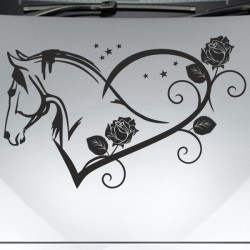 Aufkleber Auto Pferd Fohlen Stute Hengst Hufeisen Glück Spruch Dekor Stall Pferdehof Reiten Sport Familie Ponny Kinder Sticker