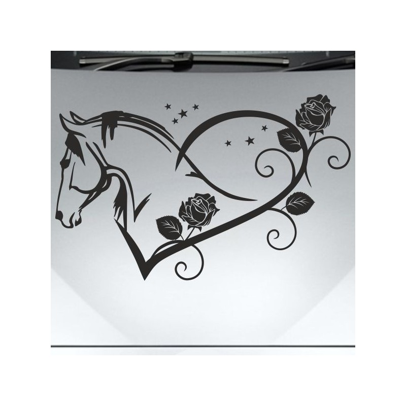 Aufkleber Auto Pferd Fohlen Stute Hengst Hufeisen Glück Spruch Dekor Stall Pferdehof Reiten Sport Familie Ponny Kinder Sticker