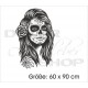 Wohnzimmer Mexican Sugar Skull Lady Totenkopf Aufkleber Dekor Wandtattoo Wandaufkleber