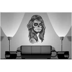 Wohnzimmer Mexican Sugar Skull Lady Totenkopf Aufkleber Dekor Wandtattoo Wandaufkleber