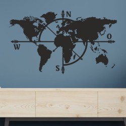 Wandaufkleber Wandtattoo Aufkleber Wand Tattoo Landschaft Berge Alpen Weg Kompass Hirsch Geweih Panorama Wandern Globus Biker