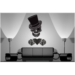 Wohnzimmer Mexican Sugar Skull Zylinder Gentleman Herz Totenkopf Aufkleber Dekor Wandtattoo Wandaufkleber