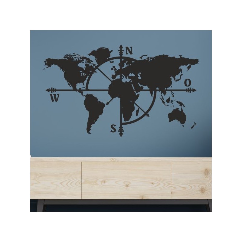 Wandaufkleber Wandtattoo Aufkleber Wand Tattoo Landschaft Berge Alpen Weg Kompass Hirsch Geweih Panorama Wandern Globus Biker