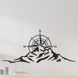 Wandaufkleber Wandtattoo Aufkleber Wand Tattoo Landschaft Berge Alpen Weg Kompass Hirsch Geweih Panorama Wandern Globus Biker