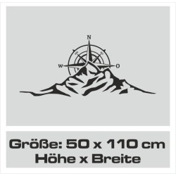 Wandaufkleber Wandtattoo Aufkleber Wand Tattoo Landschaft Berge Alpen Weg Kompass Hirsch Geweih Panorama Wandern Globus Biker
