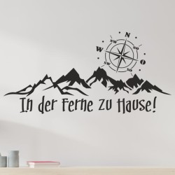 Wandaufkleber Wandtattoo Aufkleber Wand Tattoo Landschaft Berge Alpen Weg Kompass Hirsch Geweih Panorama Wandern Globus Biker