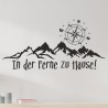 Wandaufkleber Wandtattoo Aufkleber Wand Tattoo Landschaft Berge Alpen Weg Kompass Hirsch Geweih Panorama Wandern Globus Biker