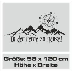 Wandaufkleber Wandtattoo Aufkleber Wand Tattoo Landschaft Berge Alpen Weg Kompass Hirsch Geweih Panorama Wandern Globus Biker