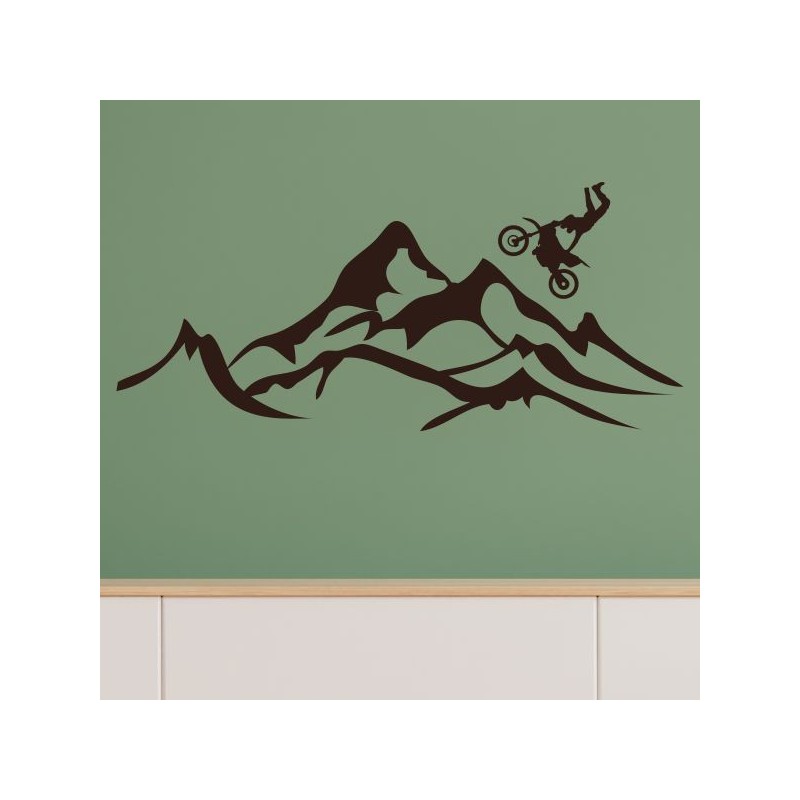 Wandaufkleber Wandtattoo Aufkleber Wand Tattoo Landschaft Berge Alpen Weg Kompass Hirsch Geweih Panorama Wandern Globus Biker