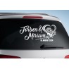 Aufkleber Just Married Ehe Hochzeit Paar Liebe Herz Ringe Datum Namen