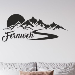 Wandaufkleber Wandtattoo Aufkleber Wand Tattoo Landschaft Berge Alpen Weg Kompass Hirsch Geweih Panorama Wandern Globus Biker