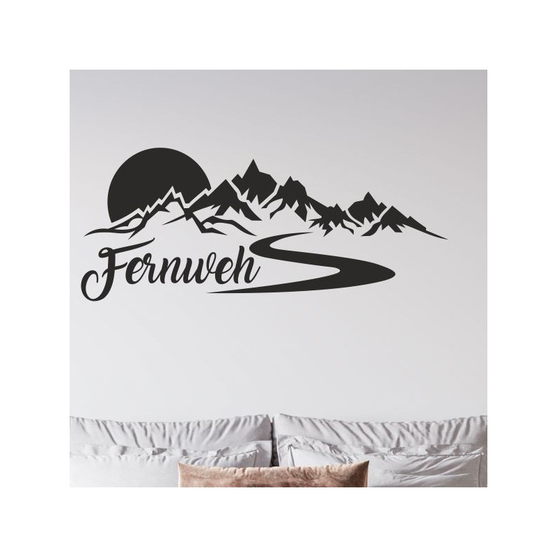 Wandaufkleber Wandtattoo Aufkleber Wand Tattoo Landschaft Berge Alpen Weg Kompass Hirsch Geweih Panorama Wandern Globus Biker