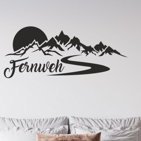 Wandaufkleber Wandtattoo Aufkleber Wand Tattoo Landschaft Berge Alpen Weg Kompass Hirsch Geweih Panorama Wandern Globus Biker