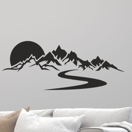Wandaufkleber Wandtattoo Aufkleber Wand Tattoo Landschaft Berge Alpen Weg Kompass Hirsch Geweih Panorama Wandern Globus Biker