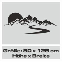 Wandaufkleber Wandtattoo Aufkleber Wand Tattoo Landschaft Berge Alpen Weg Kompass Hirsch Geweih Panorama Wandern Globus Biker