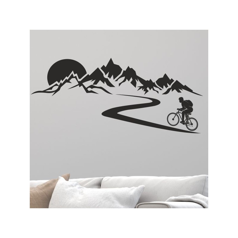 Wandaufkleber Wandtattoo Aufkleber Wand Tattoo Landschaft Berge Alpen Weg Kompass Hirsch Geweih Panorama Wandern Globus Biker