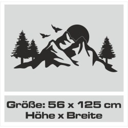 Wandaufkleber Wandtattoo Aufkleber Wand Tattoo Landschaft Berge Alpen Weg Kompass Hirsch Geweih Panorama Wandern Globus Biker