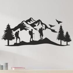 Wandaufkleber Wandtattoo Aufkleber Wand Tattoo Landschaft Berge Alpen Weg Kompass Hirsch Geweih Panorama Wandern Globus Biker