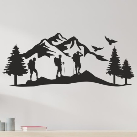 Wandaufkleber Wandtattoo Aufkleber Wand Tattoo Landschaft Berge Alpen Weg Kompass Hirsch Geweih Panorama Wandern Globus Biker