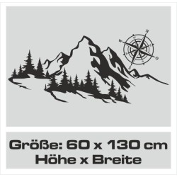 Wandaufkleber Wandtattoo Aufkleber Wand Tattoo Landschaft Berge Alpen Weg Kompass Hirsch Geweih Panorama Wandern Globus Biker