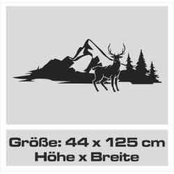 Wandaufkleber Wandtattoo Aufkleber Wand Tattoo Landschaft Berge Alpen Weg Kompass Hirsch Geweih Panorama Wandern Globus Biker