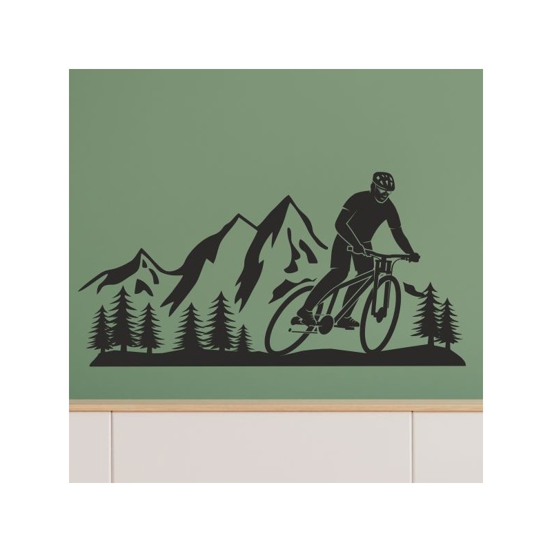 Wandaufkleber Wandtattoo Aufkleber Wand Tattoo Landschaft Berge Alpen Weg Kompass Hirsch Geweih Panorama Wandern Globus Biker