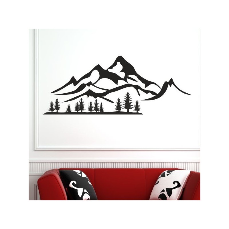 Wandaufkleber Wandtattoo Aufkleber Wand Tattoo Landschaft Berge Alpen Weg Kompass Hirsch Geweih Panorama Wandern Globus Biker